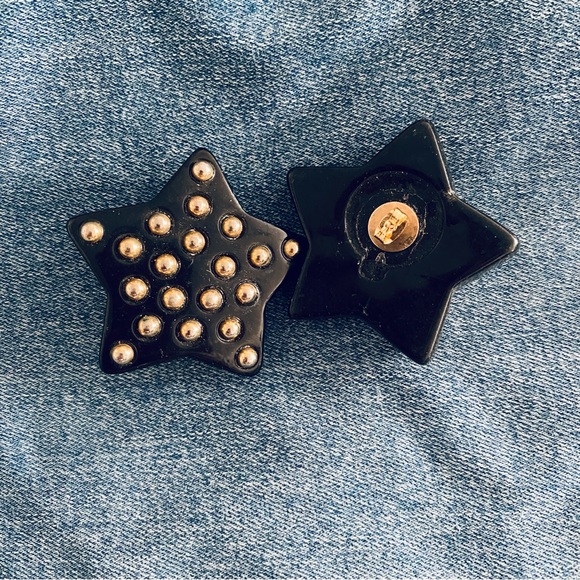 Vintage Star Gold Studded 80s Rocker Maximalist 2” Stud Earrings - Picture 4 of 6